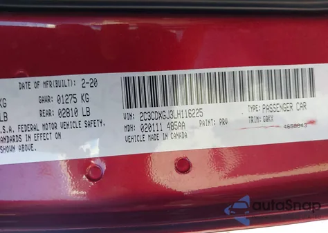 2020 Dodge Charger Scat Pack из США, поврежденный, VIN 2C3CDXGJ3LH116225